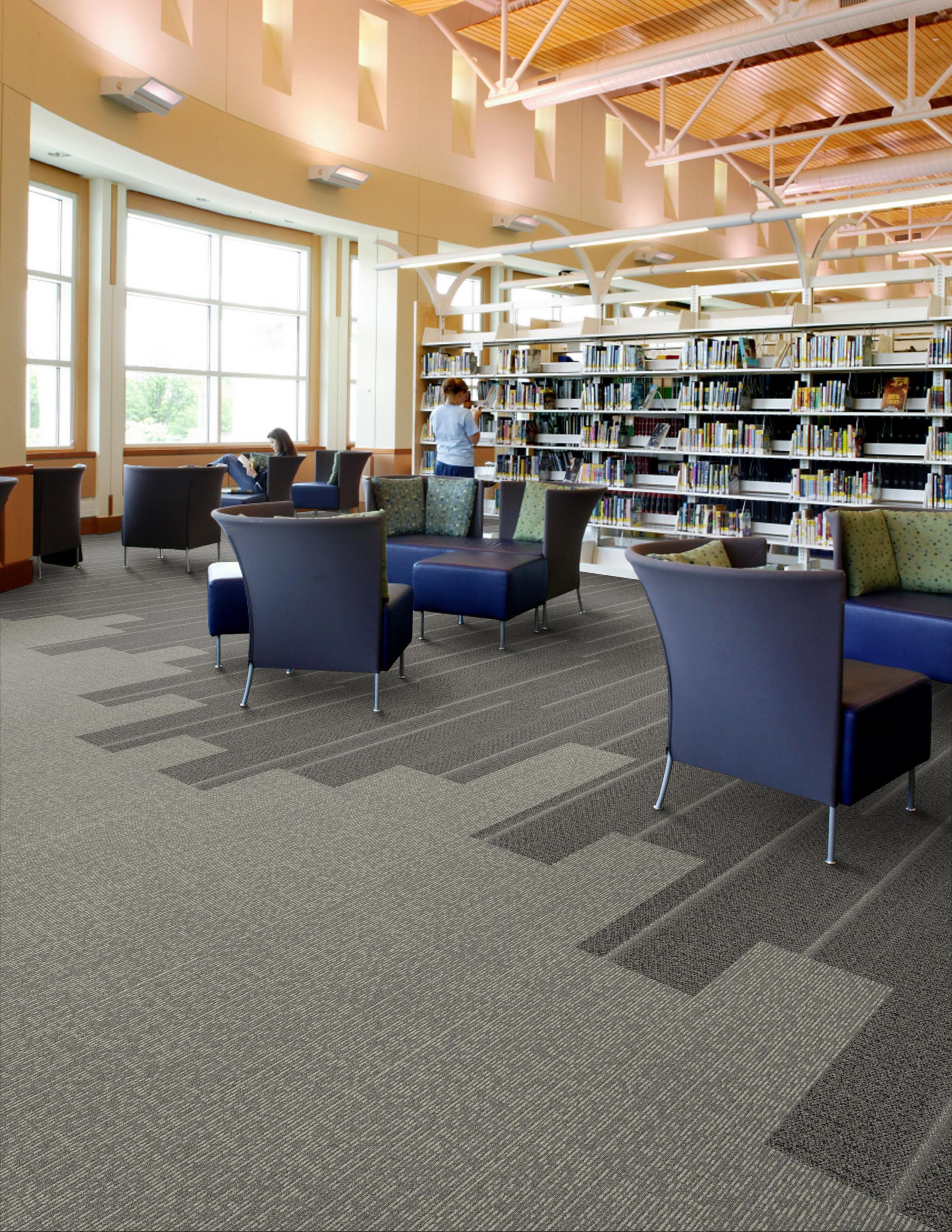 Interface Simple Sash and Shashiko Stitch plank carpet tile in office seating area Bildnummer 3